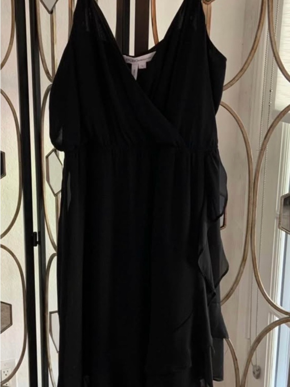 BCBGeneration Black One-Shoulder Ruffle Evening Dress